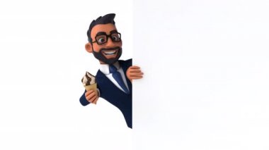 Dondurması beyaz olan eğlenceli iş adamı.
