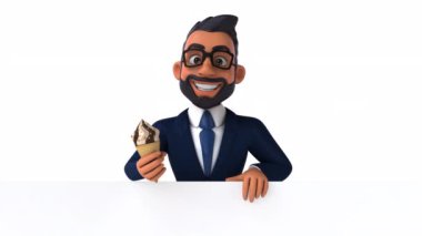 Dondurması beyaz olan eğlenceli iş adamı.