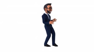 Eğlenceli iş adamı beyazlar içinde dans ediyor.