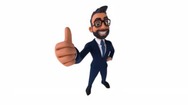 Baş parmağı beyazda olan eğlenceli bir iş adamı.