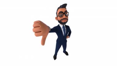 Baş parmağı beyazda olan eğlenceli bir iş adamı.