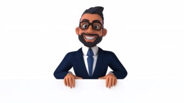 Kartı beyaza ayrılmış eğlenceli bir işadamı