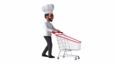 Arabalı bir çizgi film şefinin 3 boyutlu eğlenceli animasyonu. 