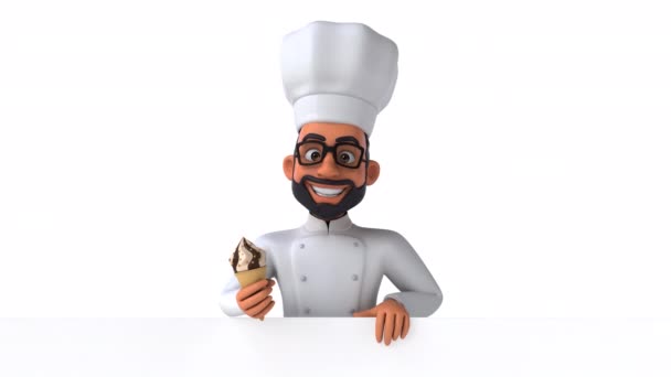 Весела Анімація Мультиплікаційного Шеф Кухаря Морозивом — стокове відео