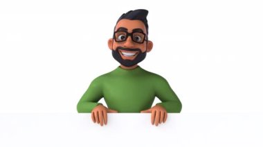 Beyaz kart kullanan eğlenceli Hintli adam.