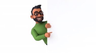 Beyaz kart kullanan eğlenceli Hintli adam.