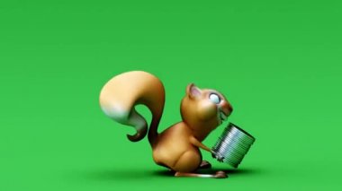 Bozuk paralarla komik sincap çizgi film karakteri - animasyon 