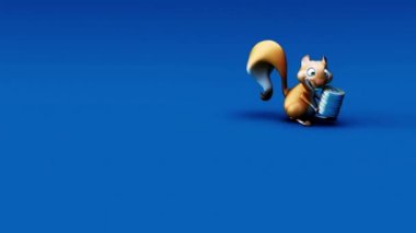 Bozuk paralarla komik sincap çizgi film karakteri - animasyon 