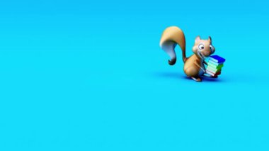 Kitaplı komik sincap çizgi film karakteri - animasyon 