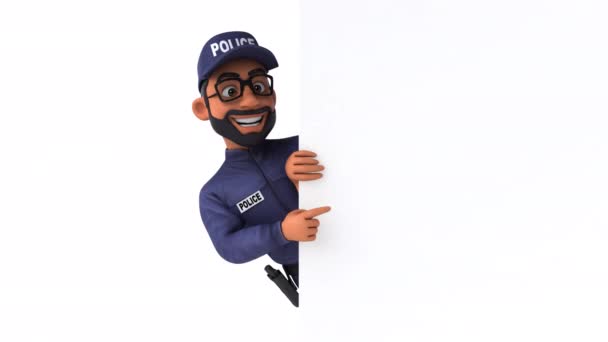 Fun Indian Policeman Showing Card Isolated White — Stock Video
