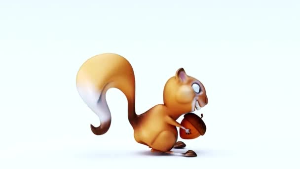 Spaß Eichhörnchen Zeichentrickfigur Animation — Stockvideo