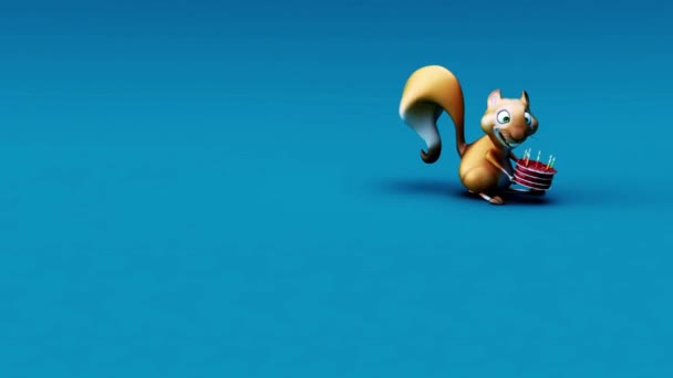 Fun Squirrel Cartoon Character Cake Animation — Stock Video