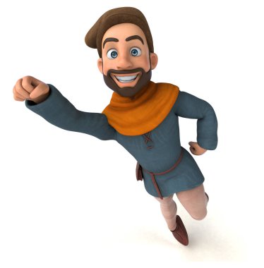 Eğlenceli 3D karikatür ortaçağ erkek karakteri  