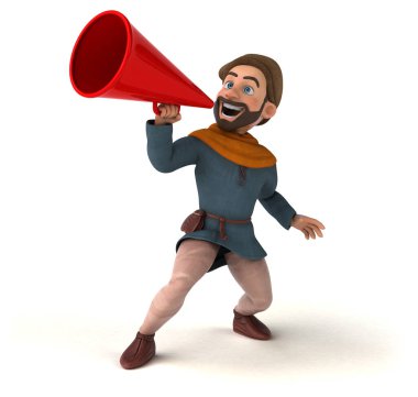 Eğlenceli 3D karikatür ortaçağ erkek karakteri  