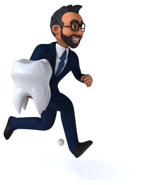 Divertente Illustrazione Animata Uomo Affari Indiano Con Dente — Foto Stock