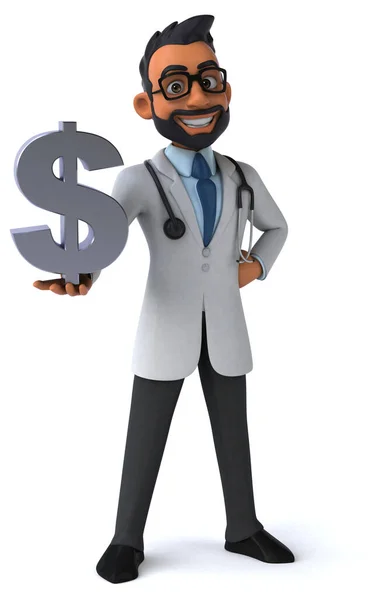 Fun Cartoon Indian Doctor Dollar — Stock Photo, Image