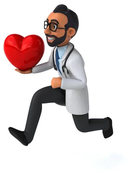 Весело Мультфільм Індійський Лікар Серцем — стокове фото