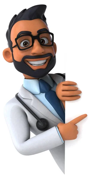 Fun Cartoon Illustration Indian Doctor Card — Stock Photo, Image