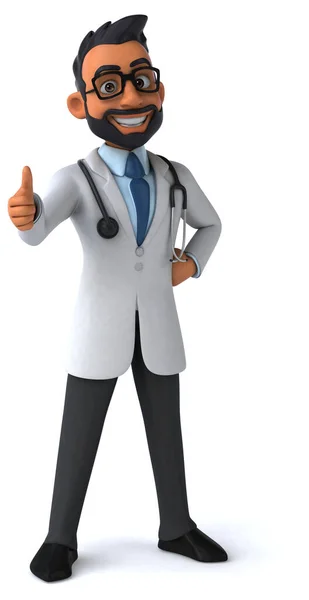 一个有大拇指的印第安医生有趣的3D卡通画 — 图库照片