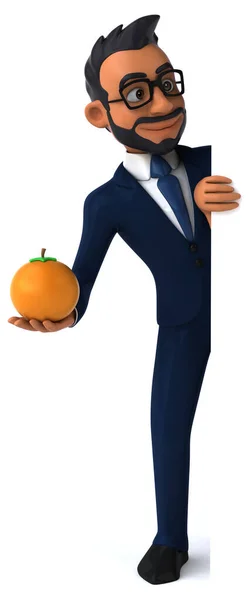 Fun Cartoon Illustration Indian Businessman Orange — Fotografia de Stock