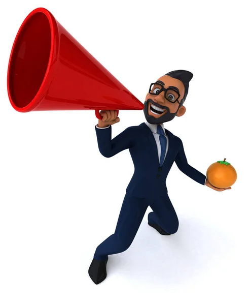 Fun Cartoon Illustration Indian Businessman Orange — Photo