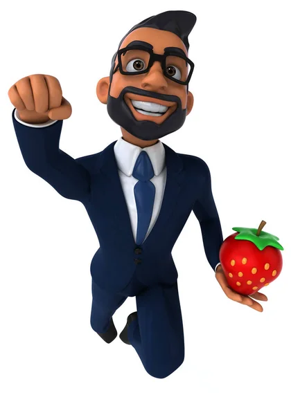 Fun Cartoon Illustration Indian Businessman Strawberry — Stock Photo, Image