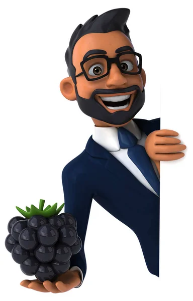 Fun Cartoon Illustration Indian Businessman Berry — Stock Photo, Image