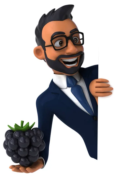 Fun Cartoon Illustration Indian Businessman Berry — Stock Photo, Image