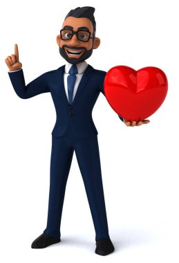 Yürekli Hintli bir iş adamının 3 boyutlu eğlenceli çizimi.