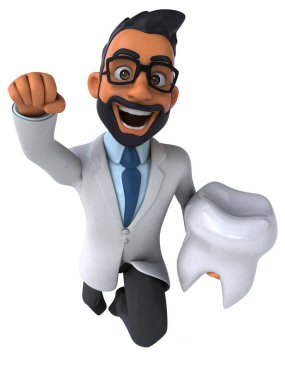 Üç boyutlu eğlenceli Hint dişçi çizgi filmi. 