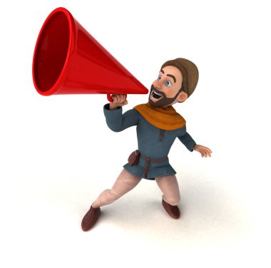 Eğlenceli 3D karikatür ortaçağ adamı