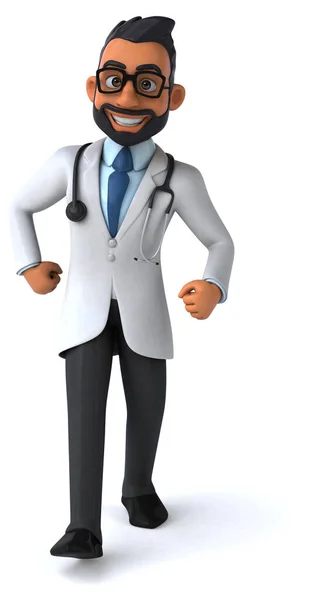 Fun Cartoon Illustration Indian Doctor Walking — Stock Photo, Image