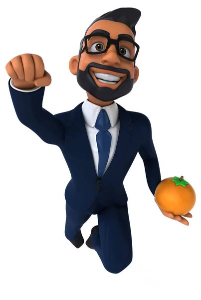 Fun Cartoon Illustration Indian Businessman Orange — Stock Photo, Image