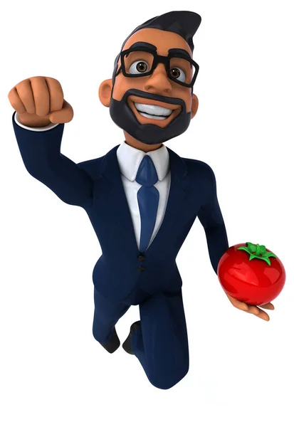 Fun Cartoon Illustration Indian Businessman Tomato — Stock Photo, Image