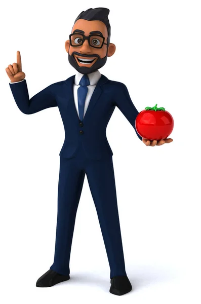 Fun Cartoon Illustration Indian Businessman Tomato — Stockfoto