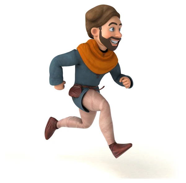 Diversión Dibujos Animados Hombre Medieval Corriendo — Foto de Stock