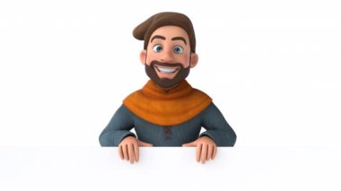 Kartviziti olan eğlenceli 3D karikatür ortaçağ adamı 