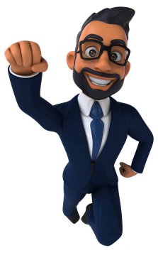 Hintli bir iş adamının 3 boyutlu komik karakter çizimi