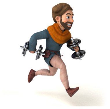 Eğlenceli 3D karikatür Orta Çağ 'dan ağırlıklı bir adam