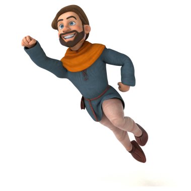 Eğlenceli 3D karikatür ortaçağ adamı