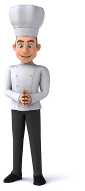 Çizgi film şefi karakterinin 3 boyutlu eğlenceli çizimi 