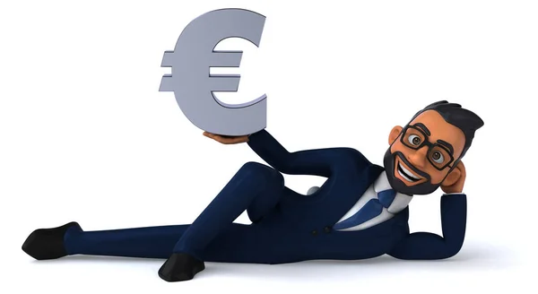 Fun Cartoon Illustration Indian Businessman Euro — Stockfoto