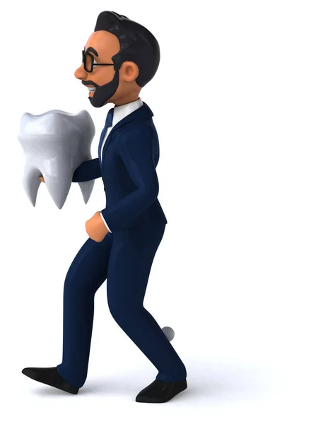 Fun Cartoon Illustration Indian Businessman Tooth — 스톡 사진
