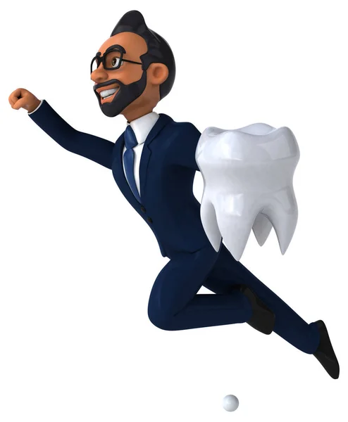 Fun Cartoon Illustration Indian Businessman Tooth — Foto de Stock
