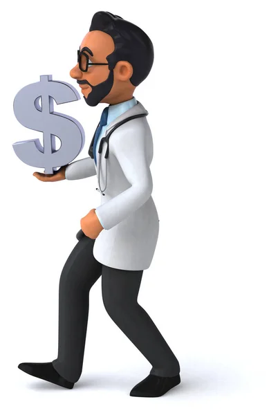 Fun Cartoon Indian Doctor Dollar — Stock Photo, Image