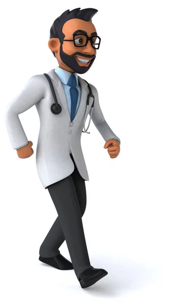 一个印度医生角色有趣的3D卡通画 — 图库照片