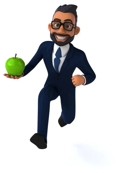 Fun Cartoon Illustration Indian Businessman Apple — Foto de Stock