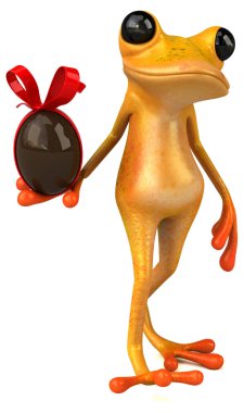 Yumurtalı eğlenceli sarı kurbağa - 3D Görüntü