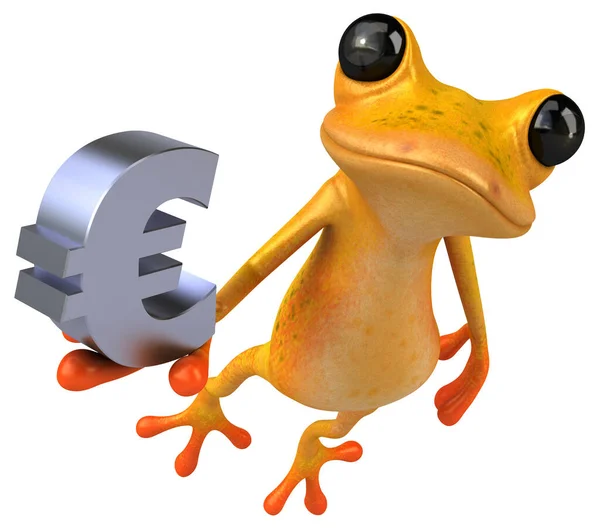 Fun Yellow Frog Euro Illustration — Stock Photo, Image