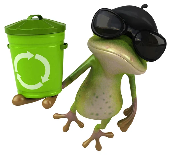 Lustiger Französischer Frosch Mit Papierkorb Illustration — Stockfoto